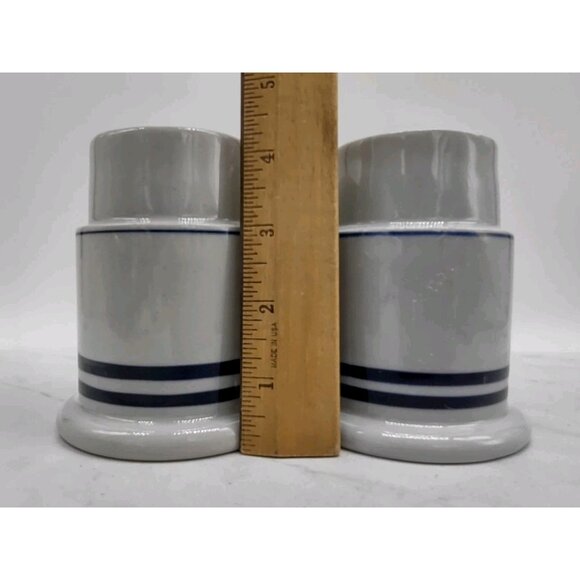 2 Vintage Dansk Blue Hurricane Lamp Votive Candle Holders Stripe No Globes *READ - Picture 3 of 11
